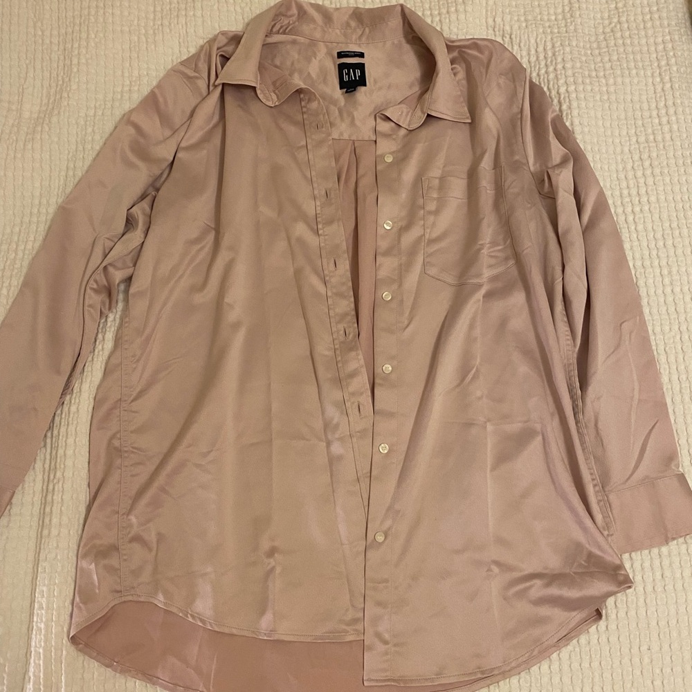 GAP Satin Blush Pink Button-Up Shirt